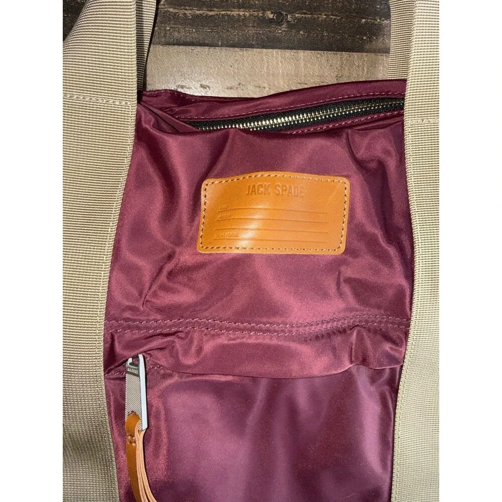 Jack Spade Mens Pilot Nylon Lift Pack Maroon Leather Weekend